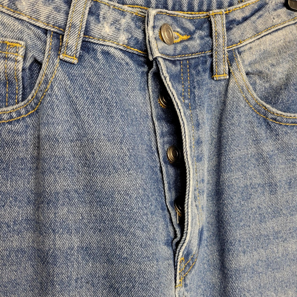 Shein Jeans Womens 28 High Rise Straight Leg Button Fly Distressed Hem Denim - Picture 2 of 15